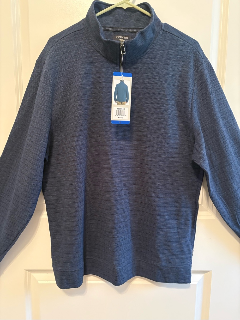 Dockers Men's Navy Textured Quarter-Zip Pullover